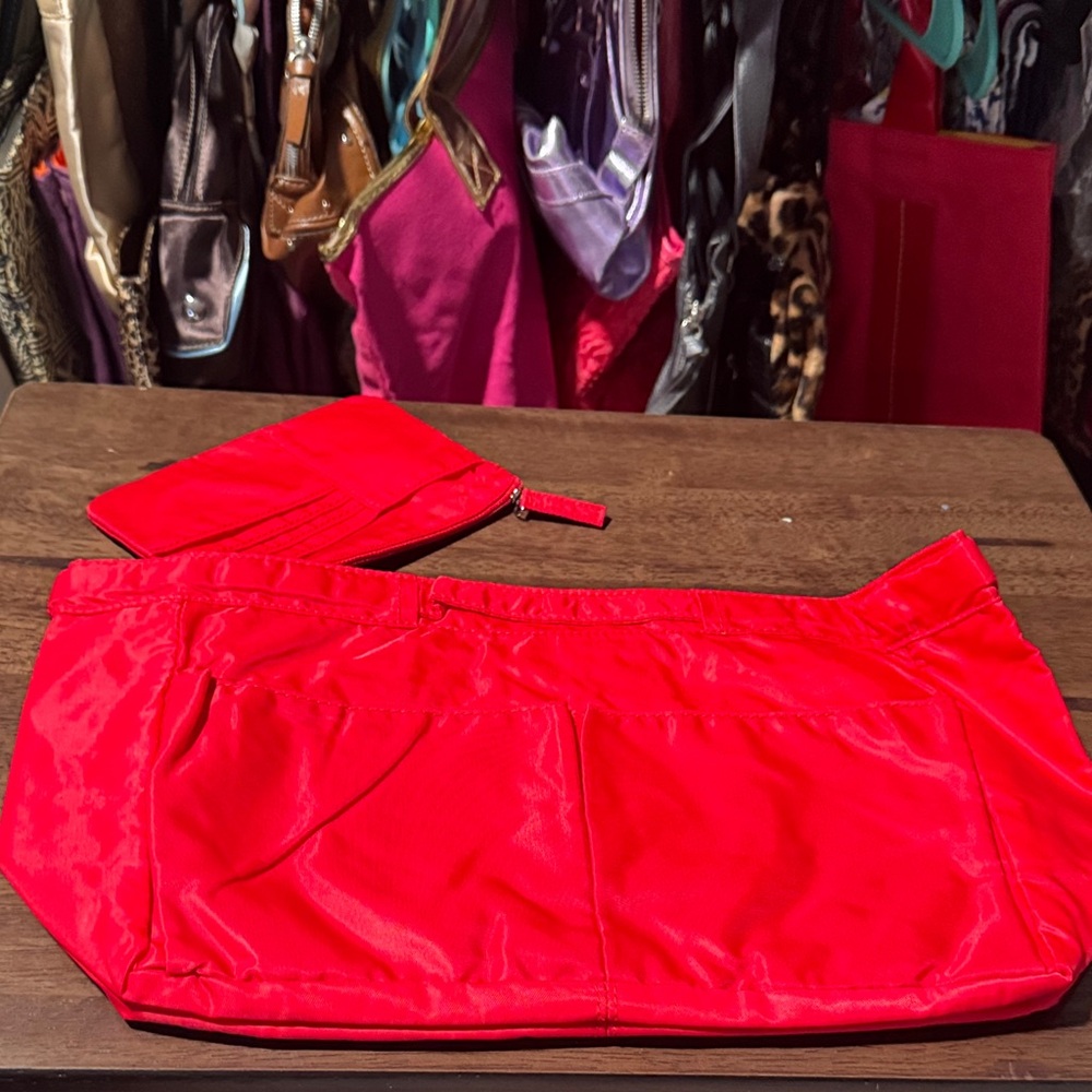 Avon Vibrant Red Handbag with Matching Pouch
